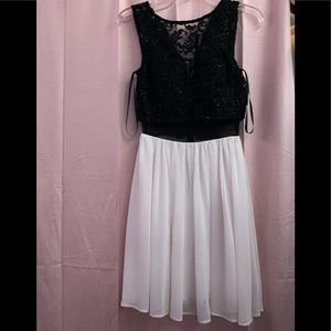 Women Black and white sparkling dress